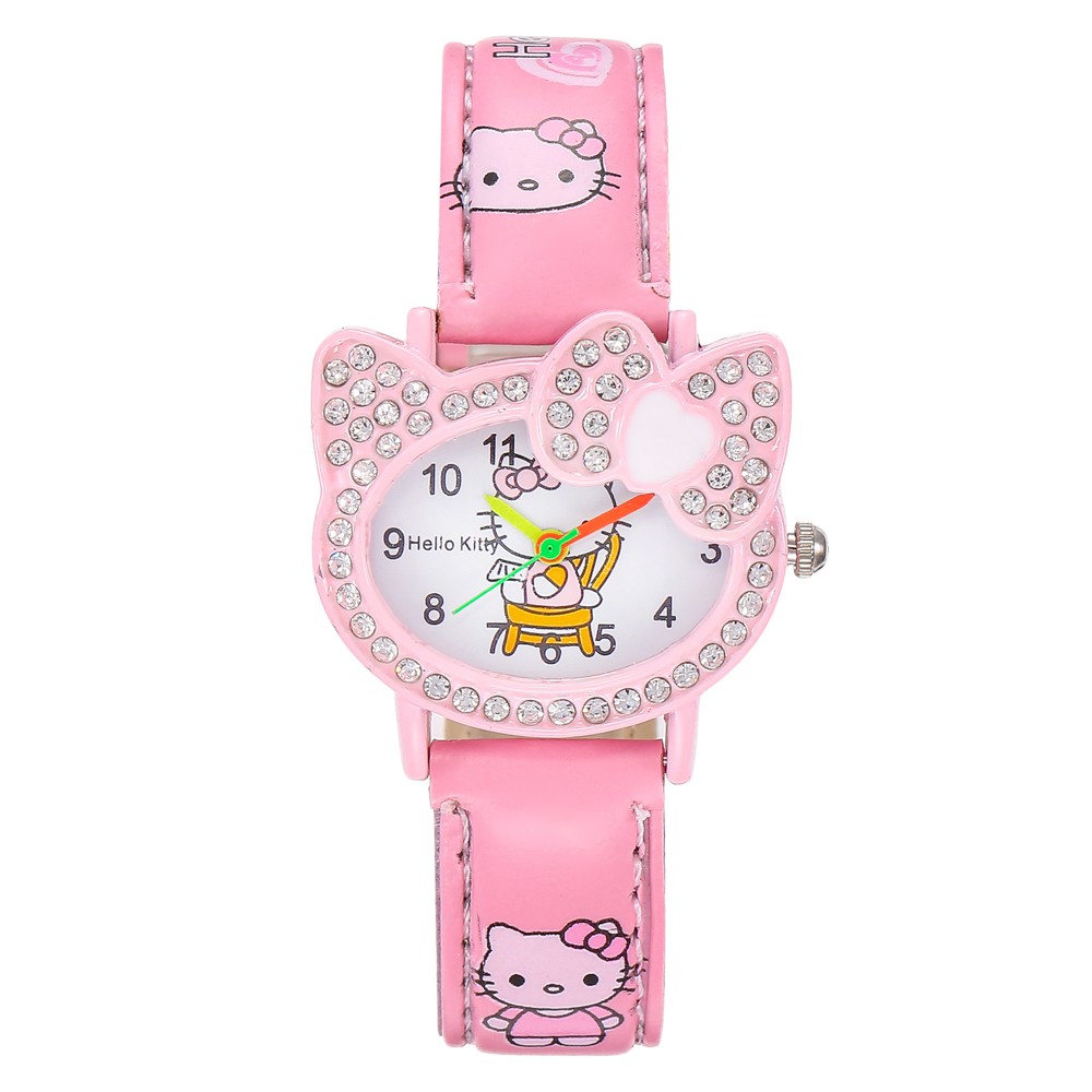HELLO KITTY JAM TANGAN KULIT FASHION MURAH IMPOR HARGA GROSIR  JAM TANGAN MURAH CEWEK WATCH A22-putih