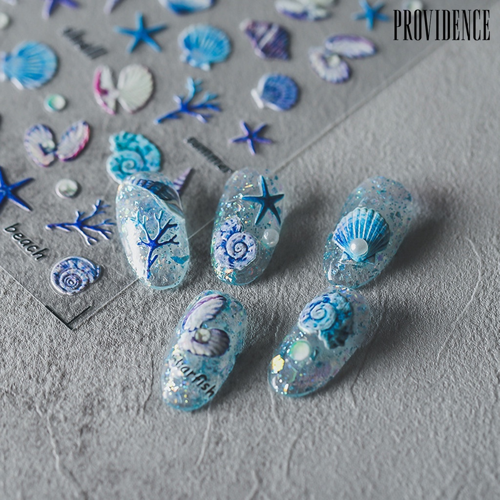 Providence Nail Sticker Vivid Images Ultra Thin Blue Summer Ocean Series Waves Shell Starfish Decals for Manicure