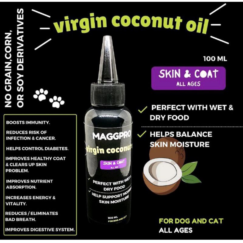 Maggpro VCO Virgin Coconut Oil Suplemen for Cats Dogs Vitamin Omega Oil anjing kucing 100ml