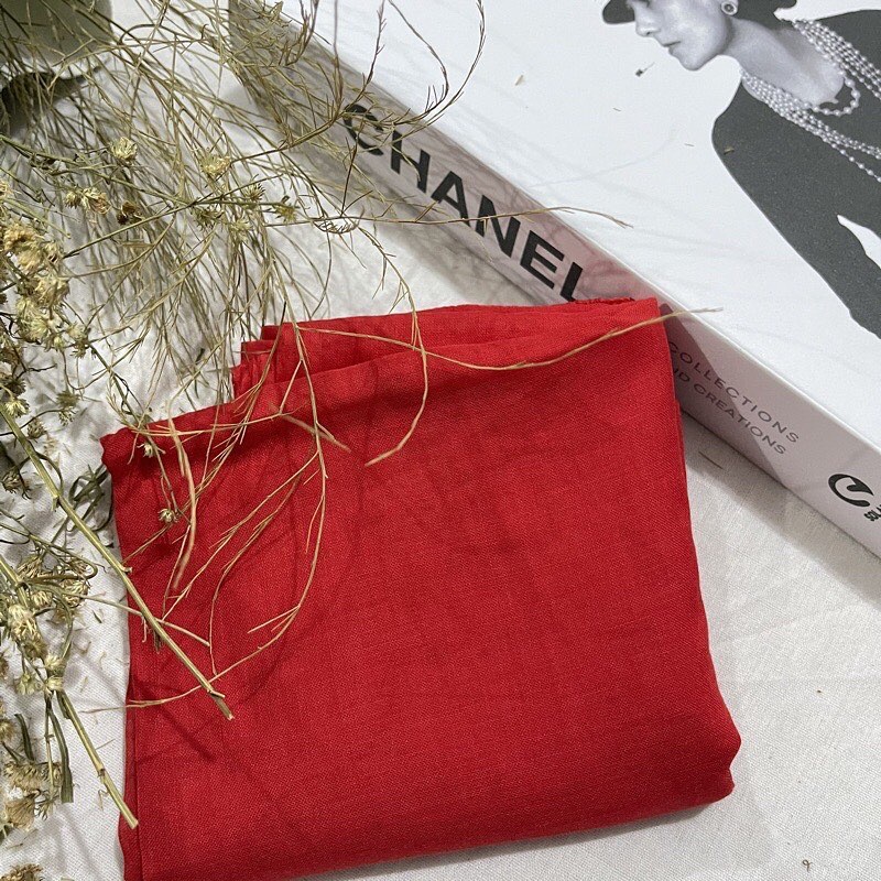 kerudung jilbab segi empat bahan katun paris polos premium warna merah cabe terang
