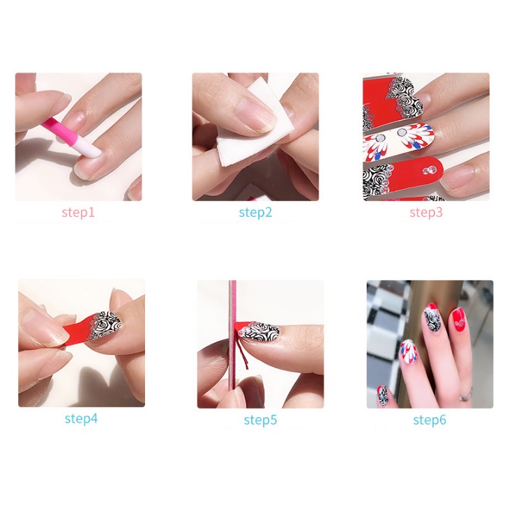 {14 sticker } Stiker Kuku Wanita / Stiker Kuku Murah / Nail Art Sticker / Sticker Kuku Fashion Wanita Murah Anti Air