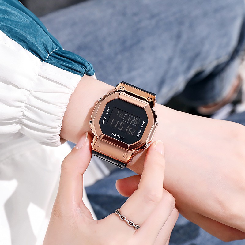 Watchyou Jam Tangan Wanita Single Display Waterproof Electronic Sports Square Leisure Digital Fashion Couple Outdoor Watches