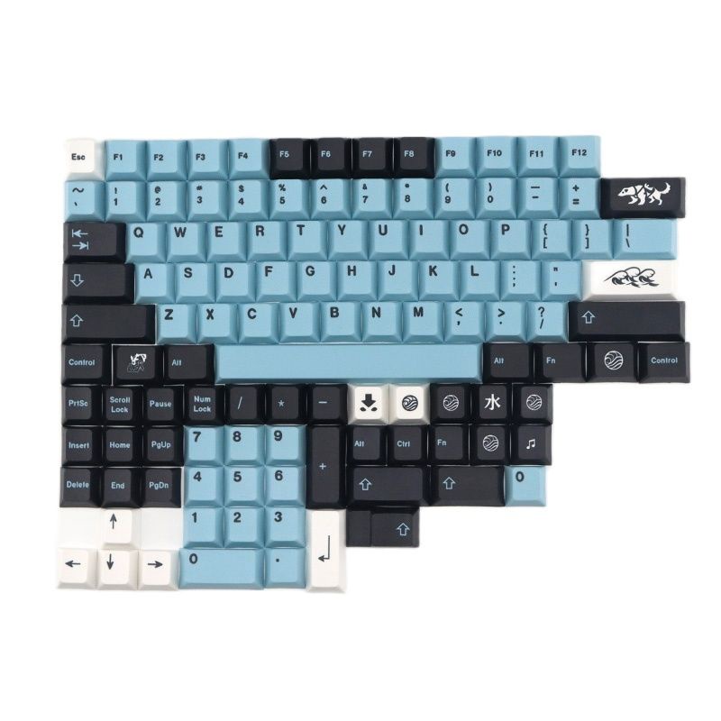 Tombol Keyboard Pbt Sublimasi Cherry Profile Warna Hitam Biru Mizu-118 Kompatibel Dengan Mx Switch