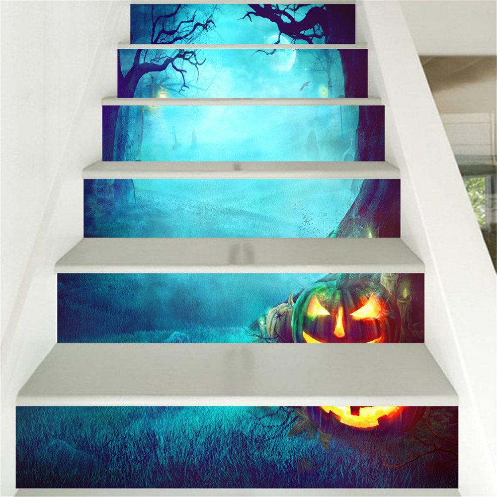 Halloween 3d Simulasi Tangga Stiker Waterproof Wall Stiker Diy Home Decor