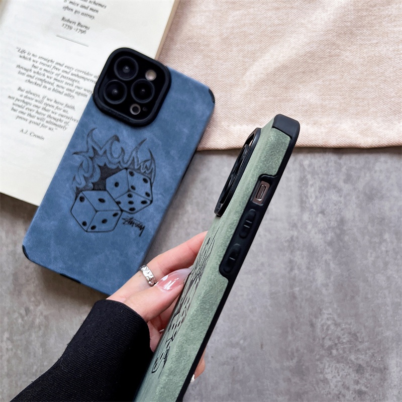 Soft case Pelindung Bahan Kulit Tekstur shockproof Untuk iphone 11 pro max 14 12 13 pro max X Xs max XR 78 plus se2020