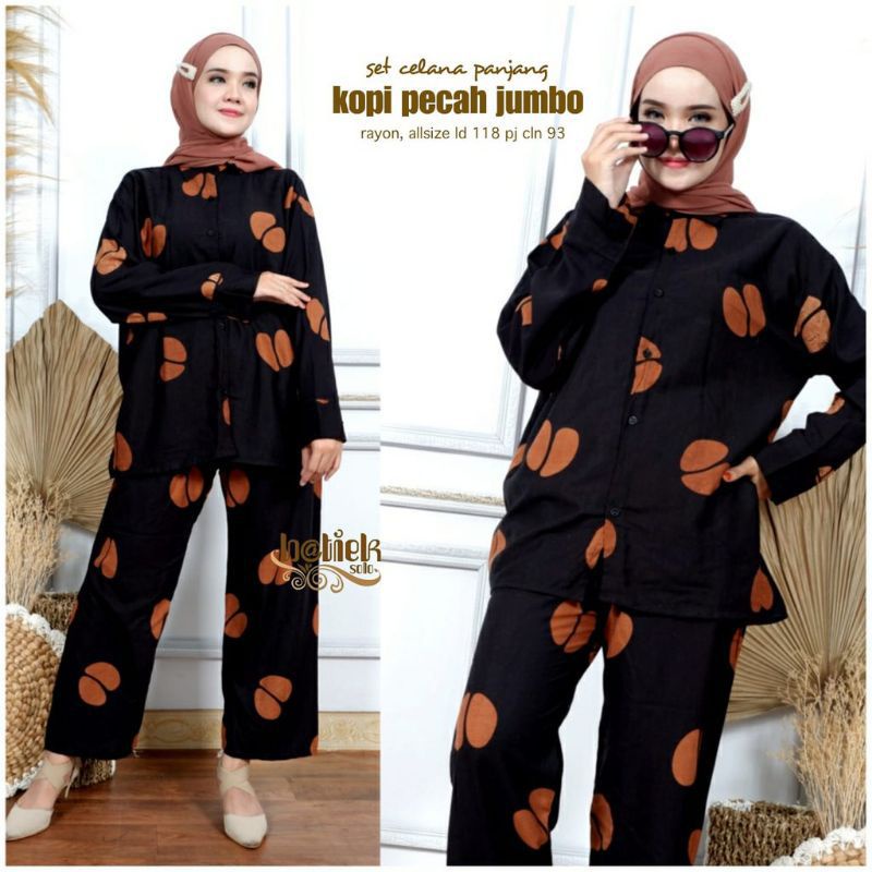 [BISA COD] Setelan Wanita Lengan Panjang One Set Bali Kopi Pecah Robusta Shibori Harga Grosir-7