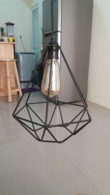 Kap Lampu Gantung Diamond Bohlam Pendant Cage Cafe Vintage 