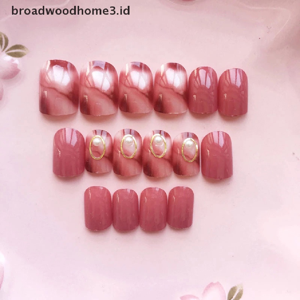 24pcs Kuku Palsu Warna Pink Matte Untuk Manicure