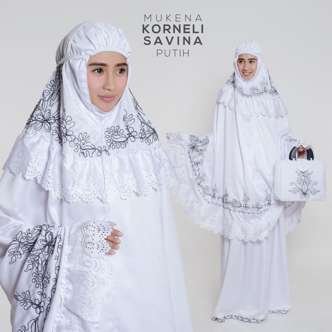PRODUK TERBARU MUKENA SEMI SUTRA VELVET SAVINA DEWASA - PUTIH KEKINIAN MURAH GROSIR IMPORT ORIGINAL