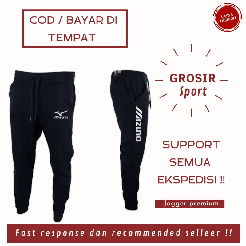 COD Celana Joger Jogger Olahraga Logo Mizuno Celana Panjang Training Pants Celana Training Pria Wanita Celana Panjang Jogger Trackpants Bahan Babby Terry Tebal Celana Panjang Olahraga Polos Hitam Logo Mizuno Murah Jogger Sweatpants Basic Champion Dewasa