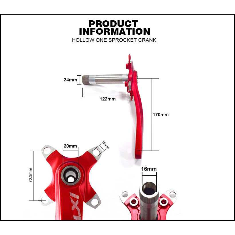 TG - HBF MEROCA Crank Set Sepeda Ultralight Arm IXF - RA0