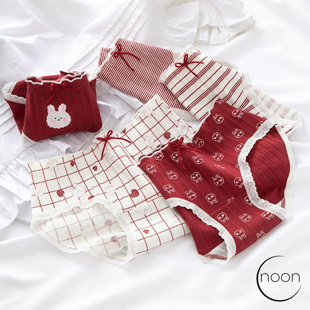 NOON Jolly Days) Celana Dalam Wanita Korea Dewasa  CD Motif Lucu Imut Katun Import Undies Dalaman Murah Grosir Lusinan Big Size XL