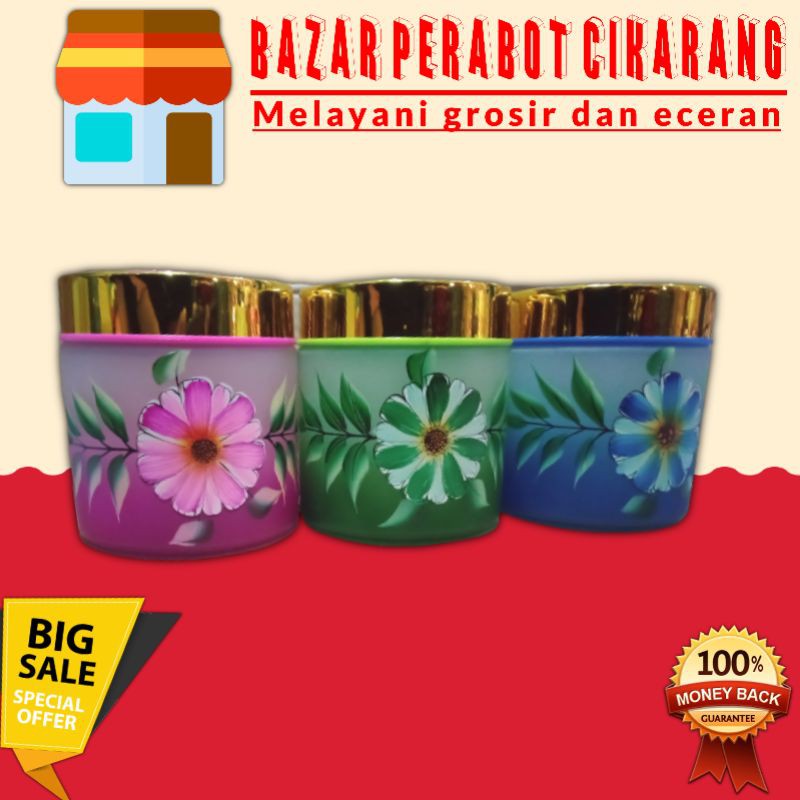 Toples Kaca / Toples Iwatani Satuan / Toples Kaca Motif Bunga