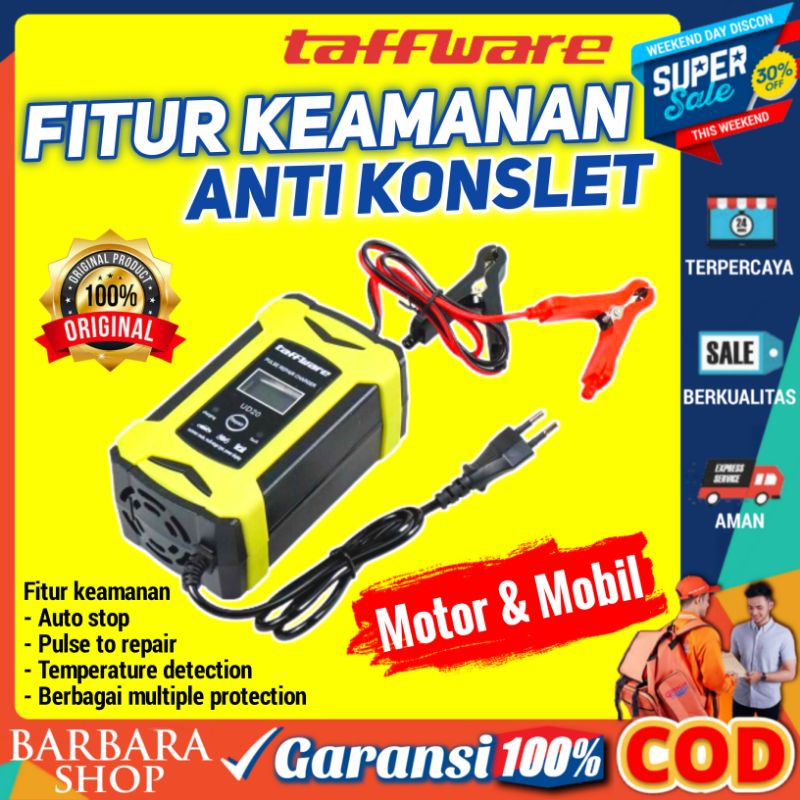 Charger Aki Motor dan Mobil 12V 6A Otomatis Cesan Aki Portable Taffware Venus Intelligent Battery - UD20