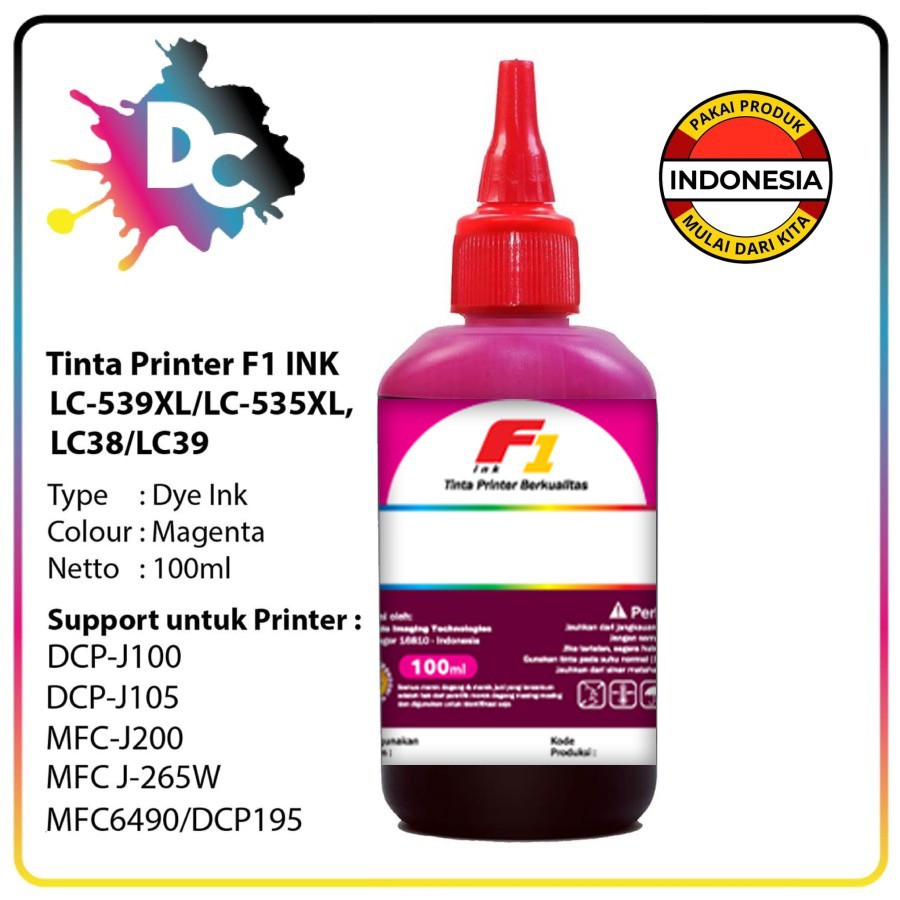 Tinta Refill F1 Isi Ulang Botol Infus J100 LC38 LC39 / T300 BT6000 BT5000 100ml