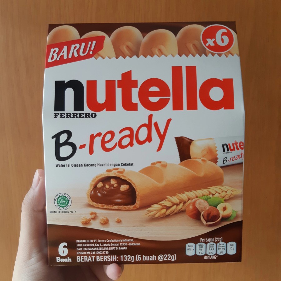 

nutella b ready isi 6 pcs nutella bready 132 gram (22 gram x 6 pcs)