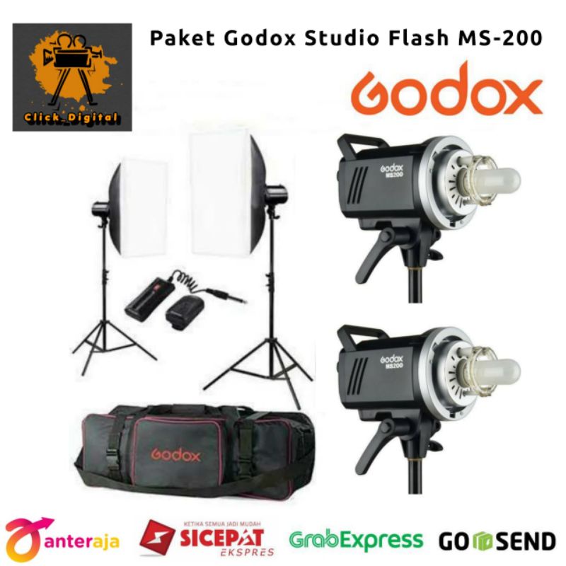 Jual Paket Lampu Studio Godox MS-200 Kit Flash MS200 Softbox Dan ...