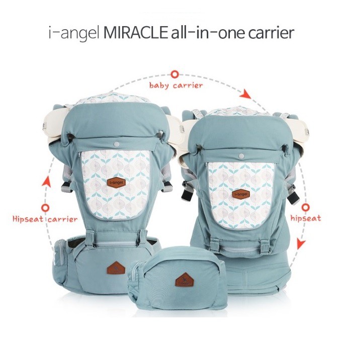 I-Angel Miracle Melange Charcoal 4in1 Baby Carrier Plus Hipseat