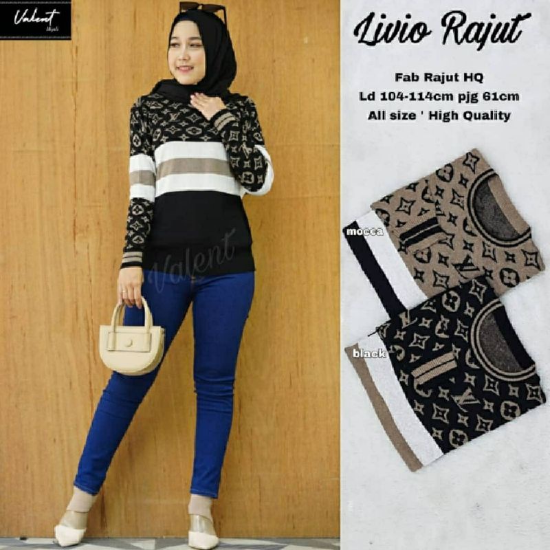 Livio Rajut, BLOUSE RAJUT WANITA JUMBO CANTIK BAHAN RAJUT PREMIUM LD 104-120 TERMURAH