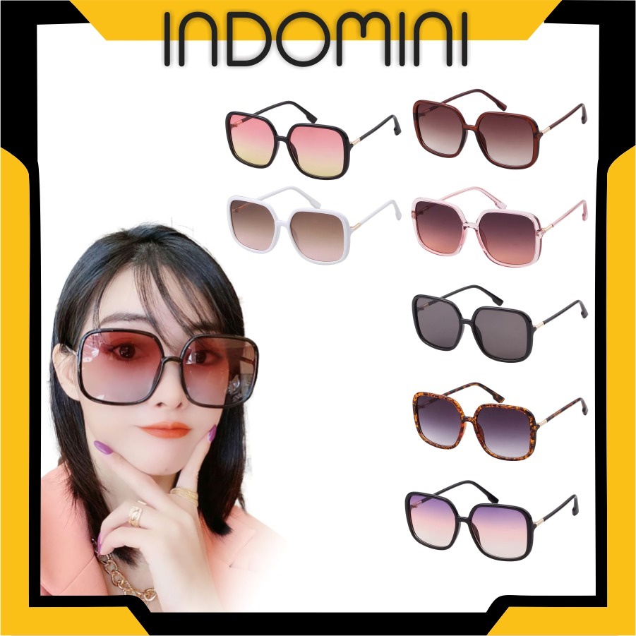 INDOMINI R449 Kacamata Wanita Hitam Kotak Gaya Style Sunglasses Kaca Mata Fashion Eyewear