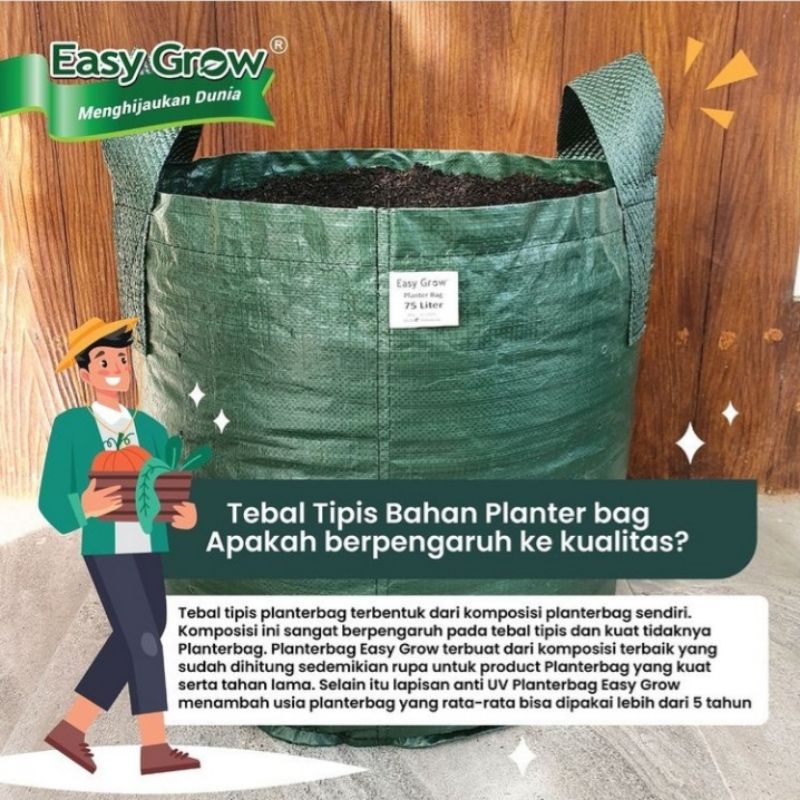 PLANTER BAG 75 LITER EASY GROW / POT TANAMAN MUDAH DIPINDAH / PLATER BAG TAMAN / PLANTER BEK / TABUL