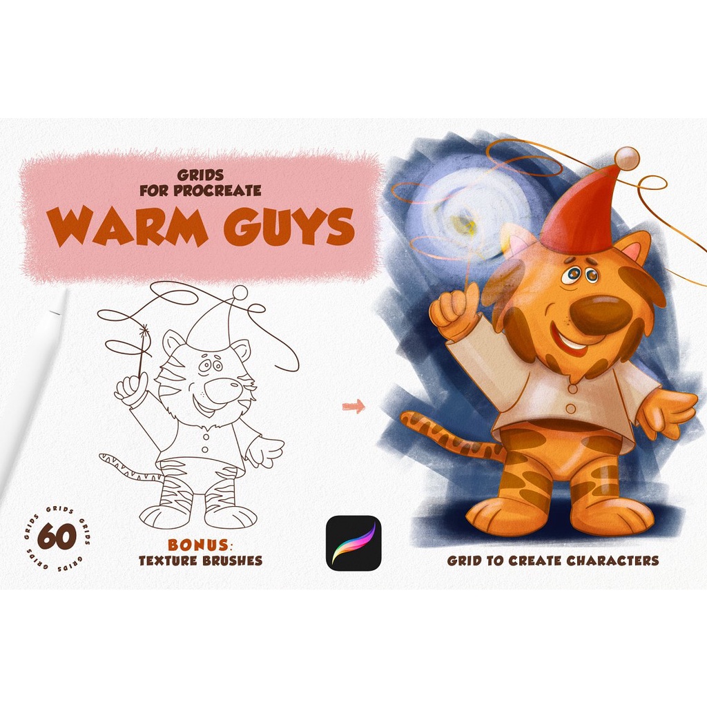 Procreate Brush - Warm Guys Grid for Procreate