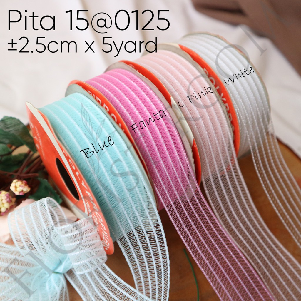 

Pita 15@0125 ±2.5cm x 5Yard - Barang Florist – Kado – Hadiah -Bunga