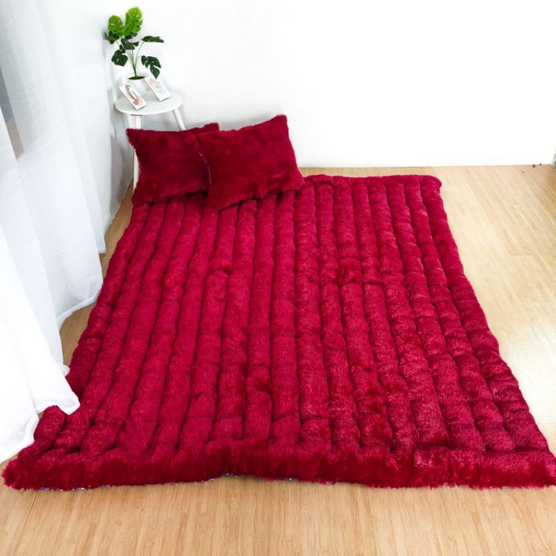 KASUR GENDER BULU RASFUR 120x180x10cm FREE 2 BANTAL Muat 2 Orang Kasur Lipat