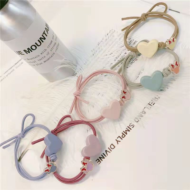 Ikat Rambut Korean Acrylic Love Rubber HairBand Aksesoris Rambut Import