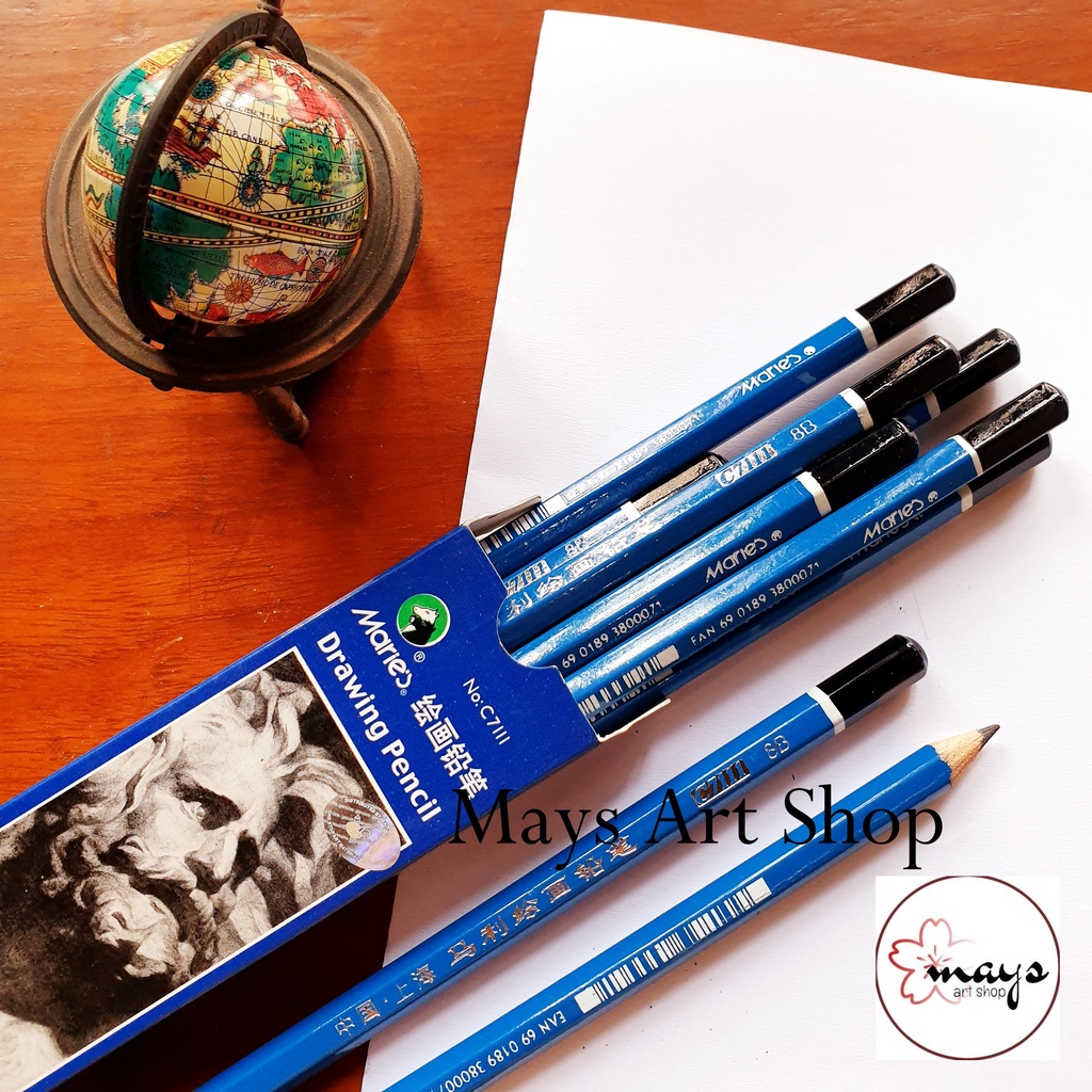 

Maries Drawing Pencil B 2B 4B 8B / Pensil Alat Sketsa Gambar Lukis Tebal Marie's Murah