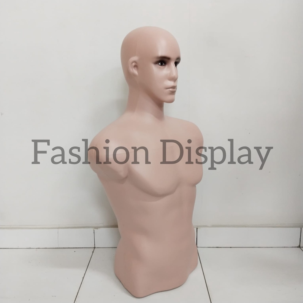 Patung Manekin Torso Cowok Setengah Badan Botak/Rambut Display Baju Manekin Laki Laki(BH)