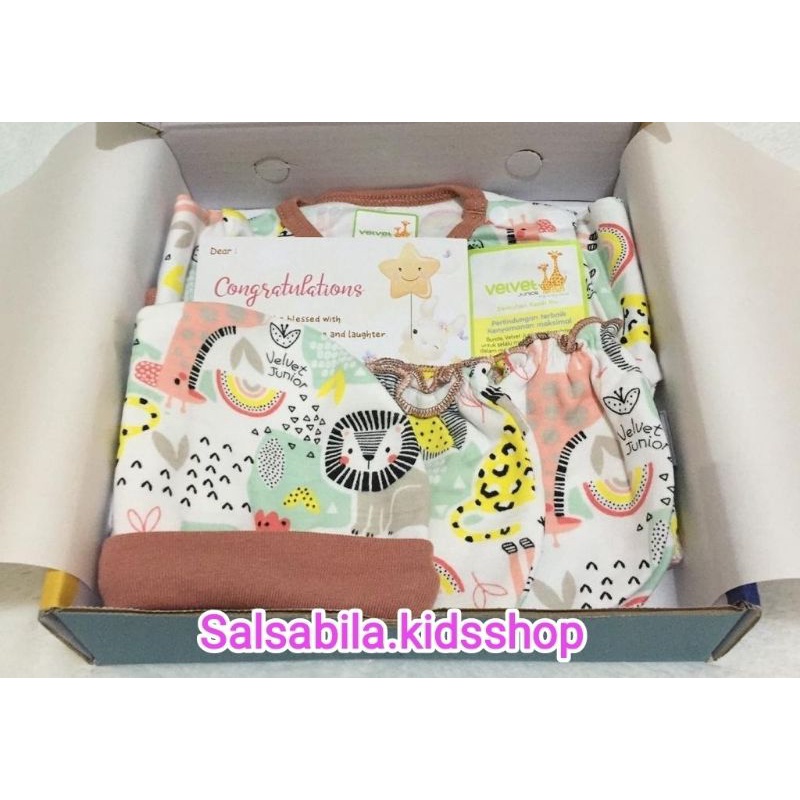 HAMPERS BAYI NEWBORN VELVET JUNIOR / KADO LAHIRAN BAYI MURAH-PAKET SET VELVET C