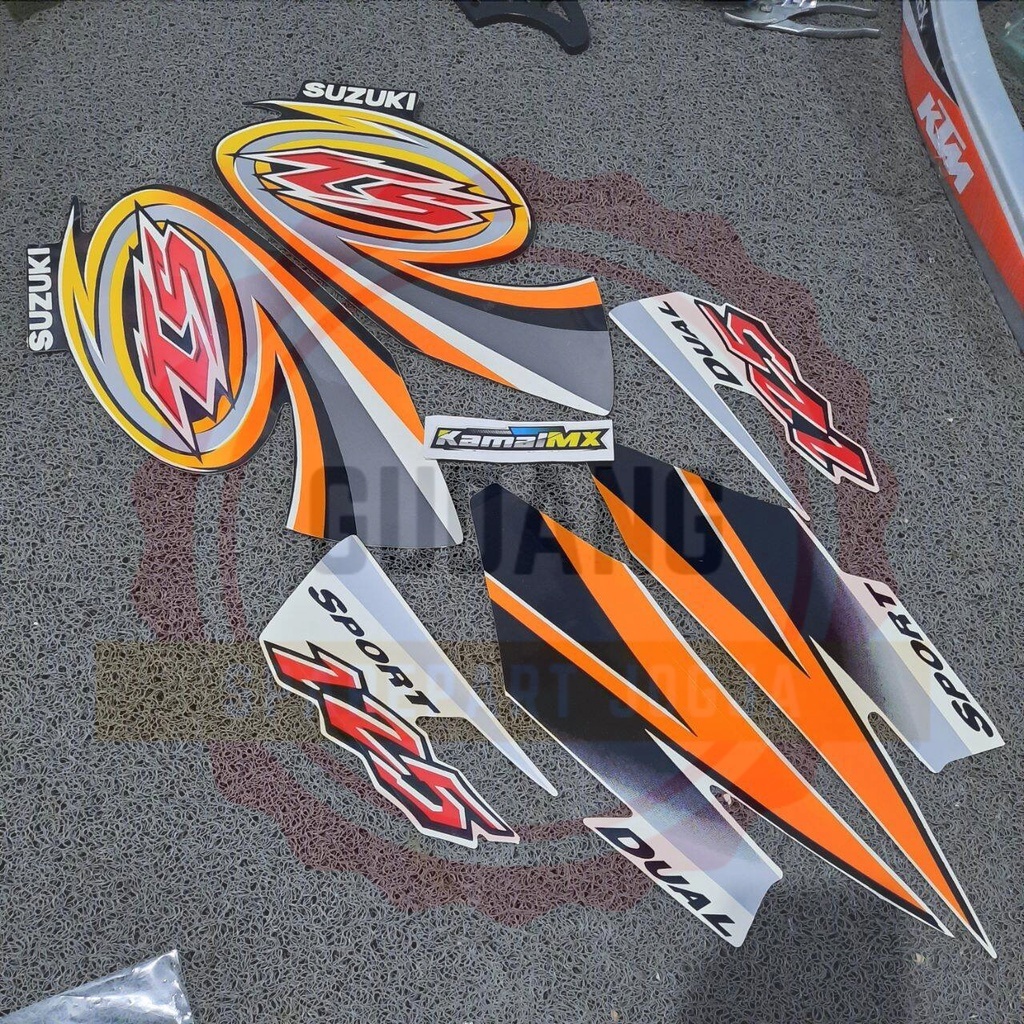 PROMO READY STOK LIS LIST LIS STRIPING STICKER SUZUKI TS125 TS 125 WARNA HITAM ORANGE FULL SET FULL 