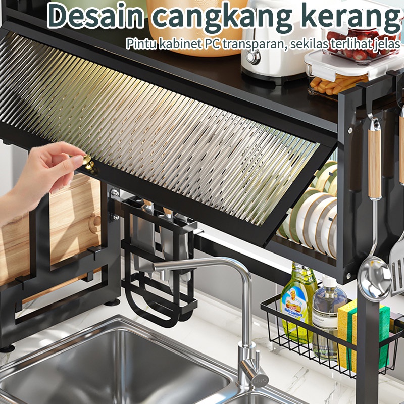 Rak Piring Wastafel Tertutup Rak Dapur Stainless Steel Dan Peralatan Dapur Kokoh Kuat