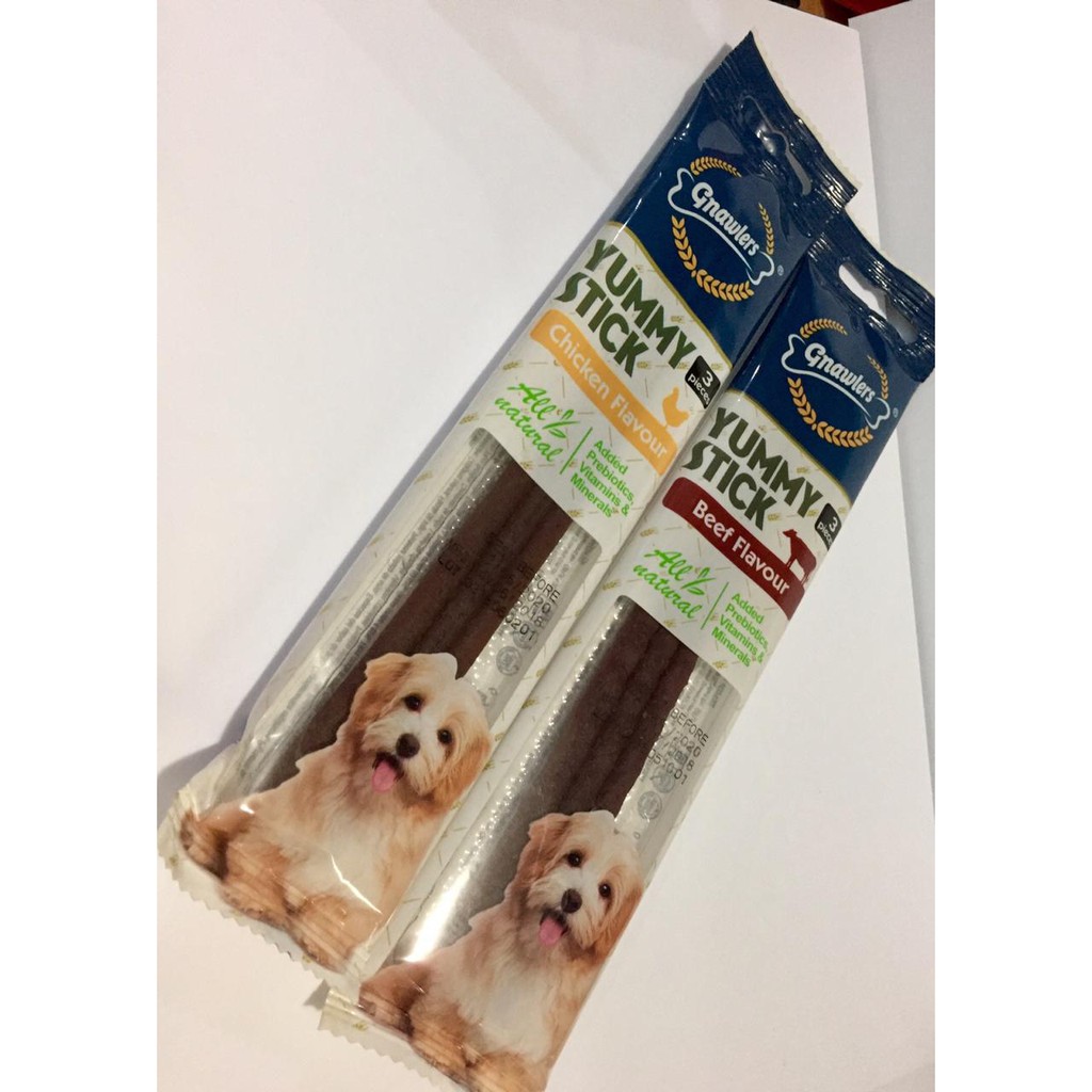 Gnawlers Hearty Roll Chicken Flavour 40gr &amp; Gnawlers yummy stick isi 3pcs Snack