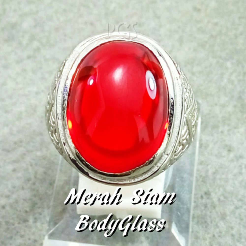 CINCIN BATU AKIK MERAH SIAM BODYGLASS