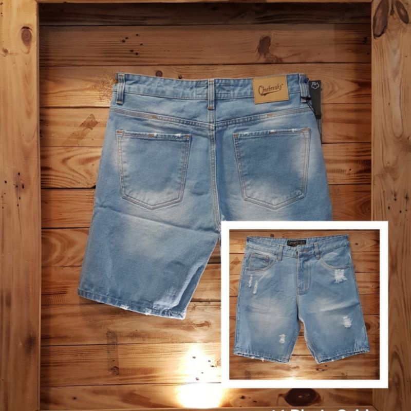 ONEBREAKS SHORTPANTS DENIM RIPPED / CELANA JEANS PENDEK /CELANA ONEBREAKS PENDEK RIPPED / CELANA JEANS PENDEK RIPPED / CELANA PENDEK ONEBREAKS WASHING RIPPED / PENDEK RIPPED