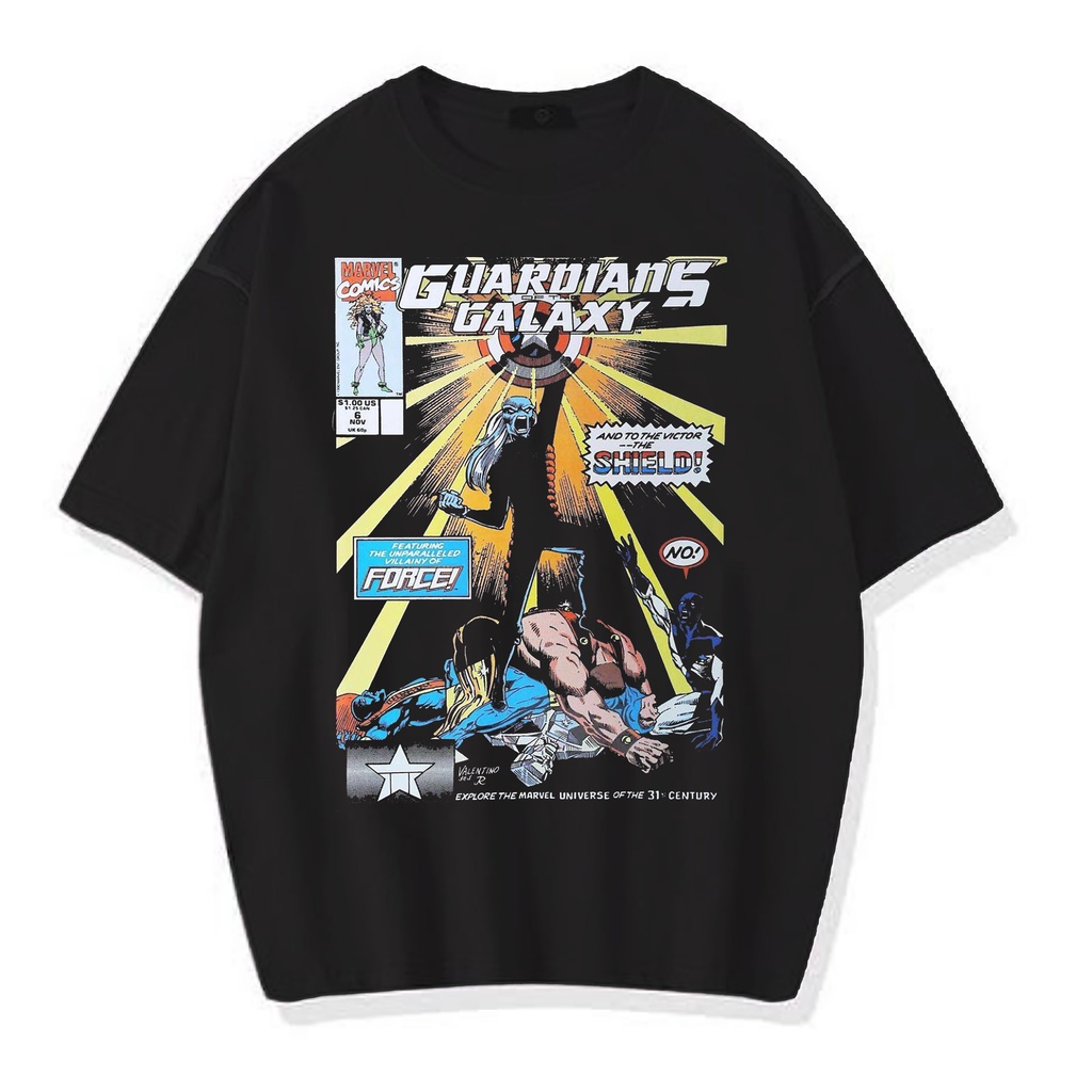 KAOS OVERSIZE GUARDIANS GALAXY FORCE VINTAGE TEE ( DARK GREY AND BLACK T-SHIRT )