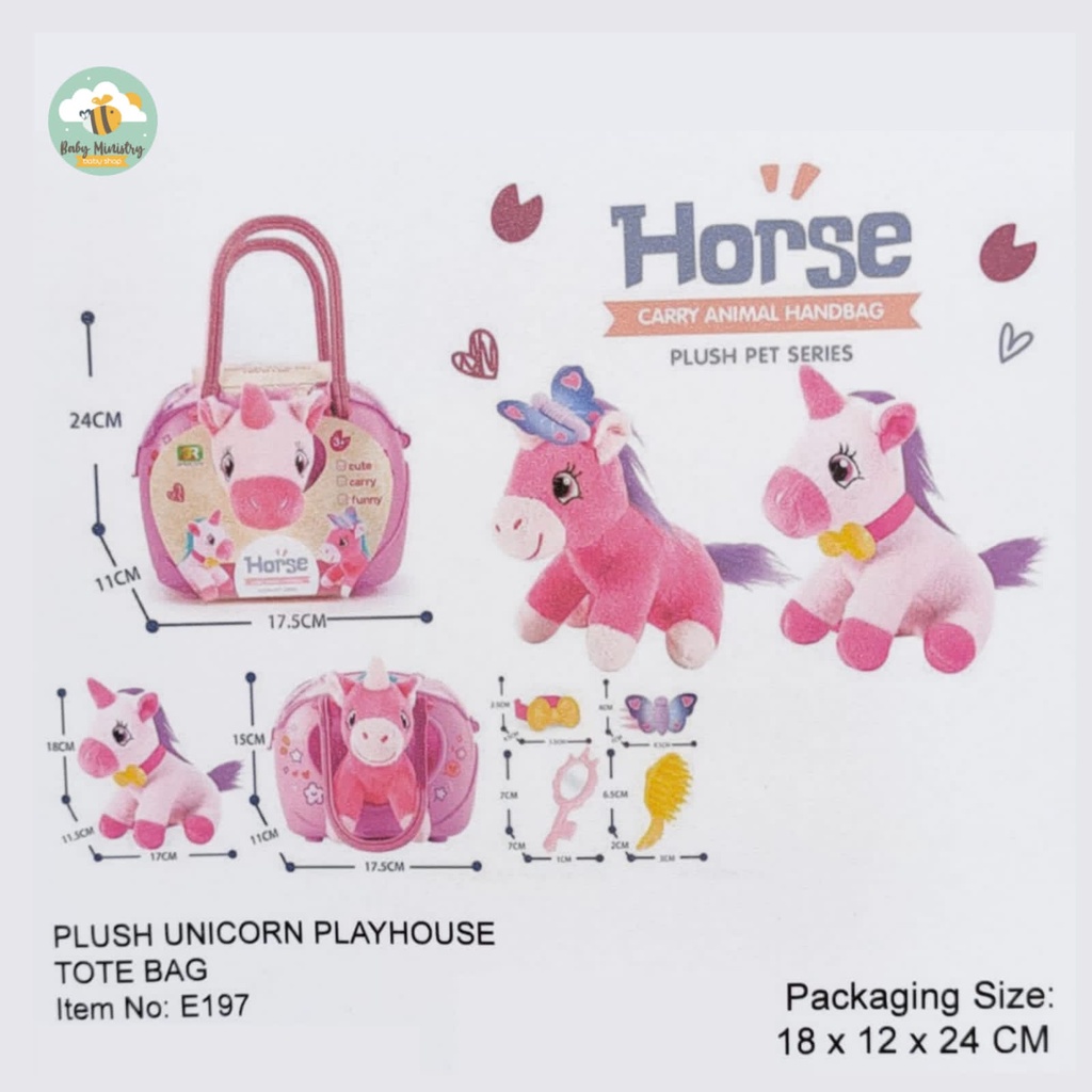 YOFI HORSE CARRY ANIMAL HAND BAG PLUSH PET DERIES (MAINAN ANAK PEREMPUAN)