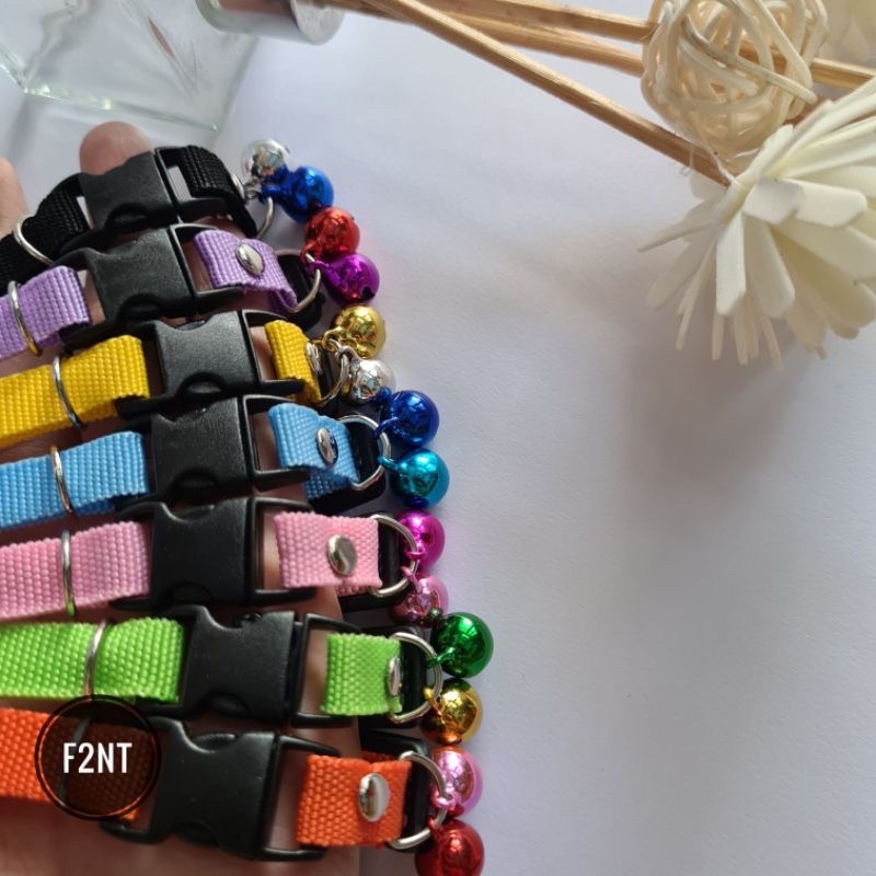 Kalung kucing polos 2 lonceng 10ml bahan tebal