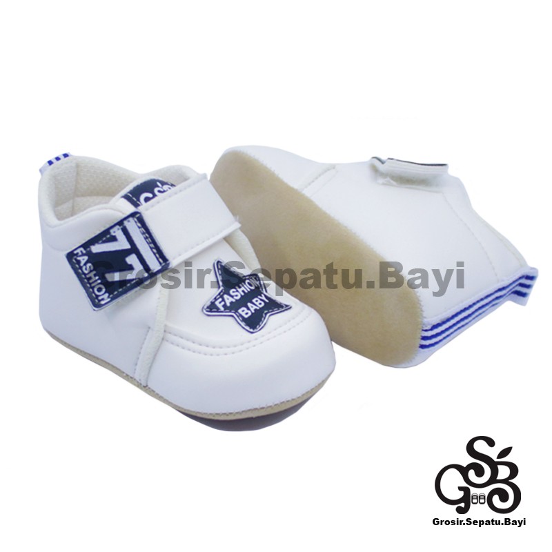 sepatu bayi baby shoes prewalker laki laki perempuan umur 2 - 14 bulan model Fashion 77 PUTIH