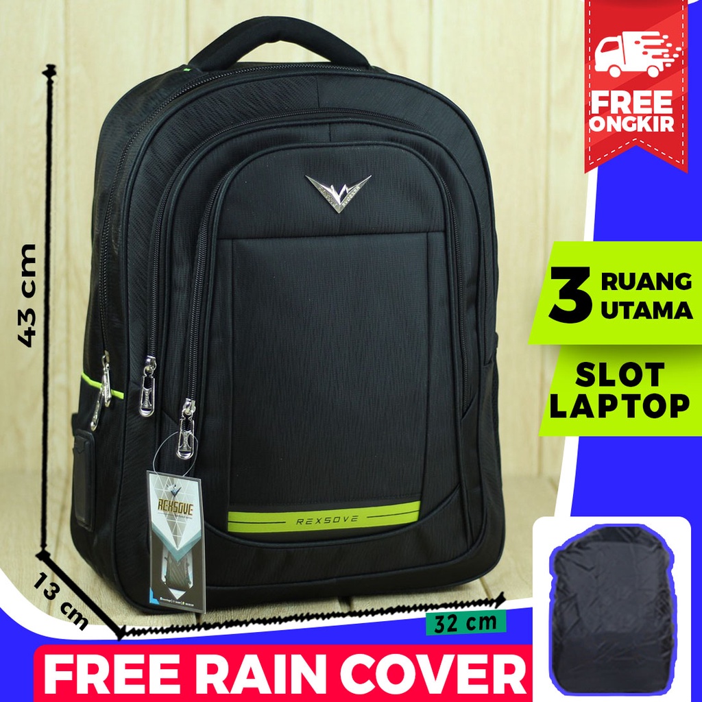 Tas Ransel Pria Rexsove Sablon Bawah Hitam Back Pack Laptop Cowok Kece