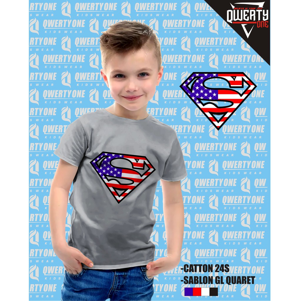 Kaos Anak Distro SUPERMAN Abu 1-8 Tahun