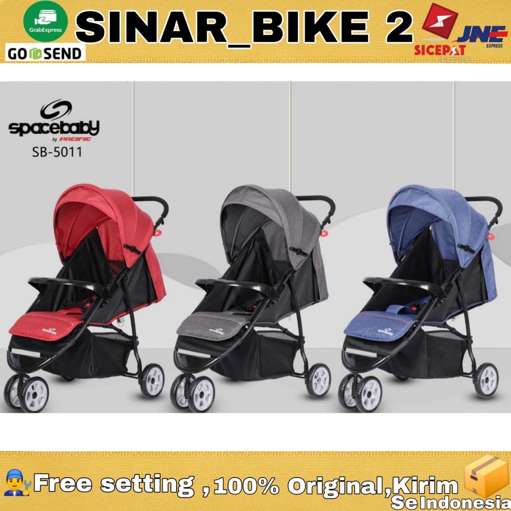 Kereta Bayi Spacebaby SB5011 New Born-3 Tahun Duduk Rebah Tidur Roda Tiga