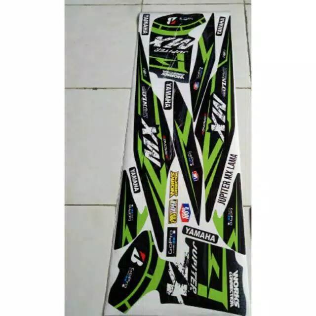 Striping sticker variasi untuk jupiter Mx old warna hijau hiitam