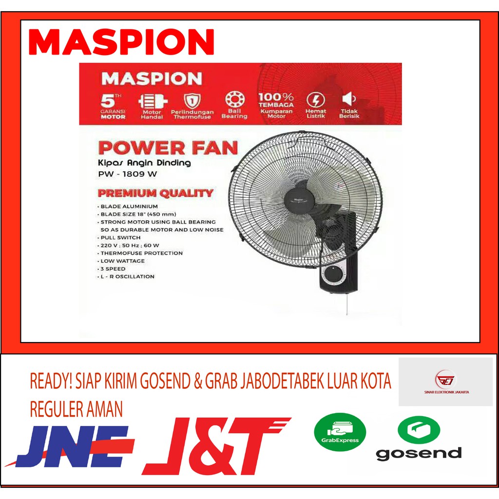 Maspion PW 1809W. Kipas Angin Tornado 18Inch Dinding. Baru&amp;Bergaransi