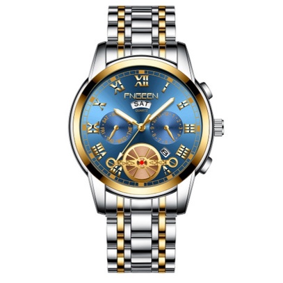 JAM IMPORT TANGAN PRIA MURAH ORIGINAL GATTON JAM002S3 IN THE DARK GLOW GOLD SILVER BIRU COWOK