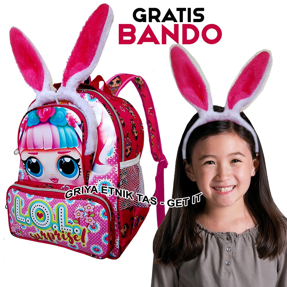 Tas Sekolah Anak Perempuan TK Paud Mixue Led Gratis Botol