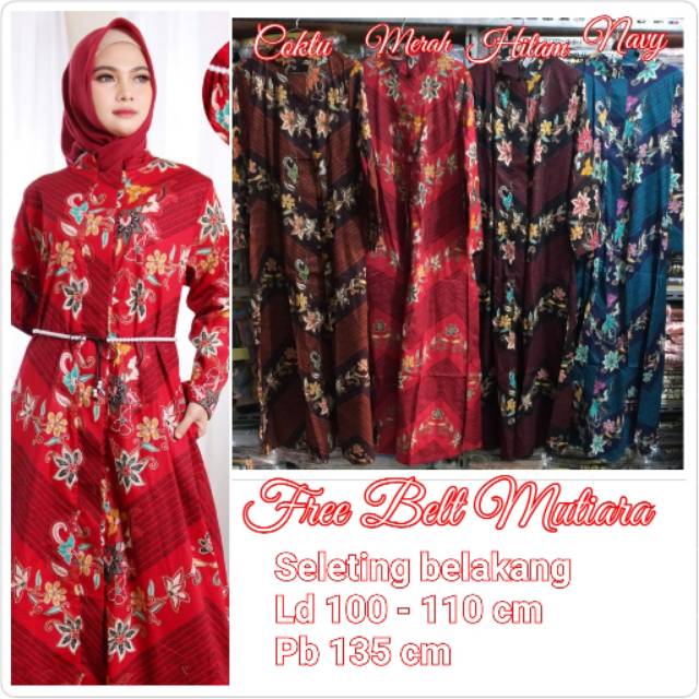 GAMIS KATUN MOTIF. BAJU MUSLIM ORI SAYA BASIC. MAXI DRESS SYARI FREE BELT