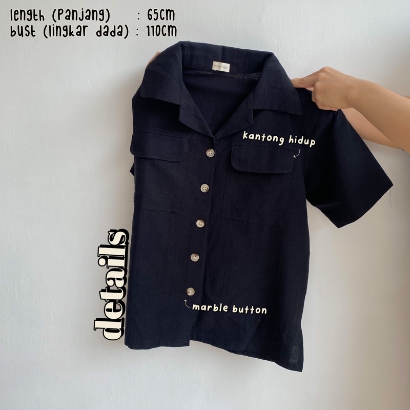 KEMEJA WANITA CASUAL POCKET TOP KEMEJA WANITA POLOS BASIC MURAH-8